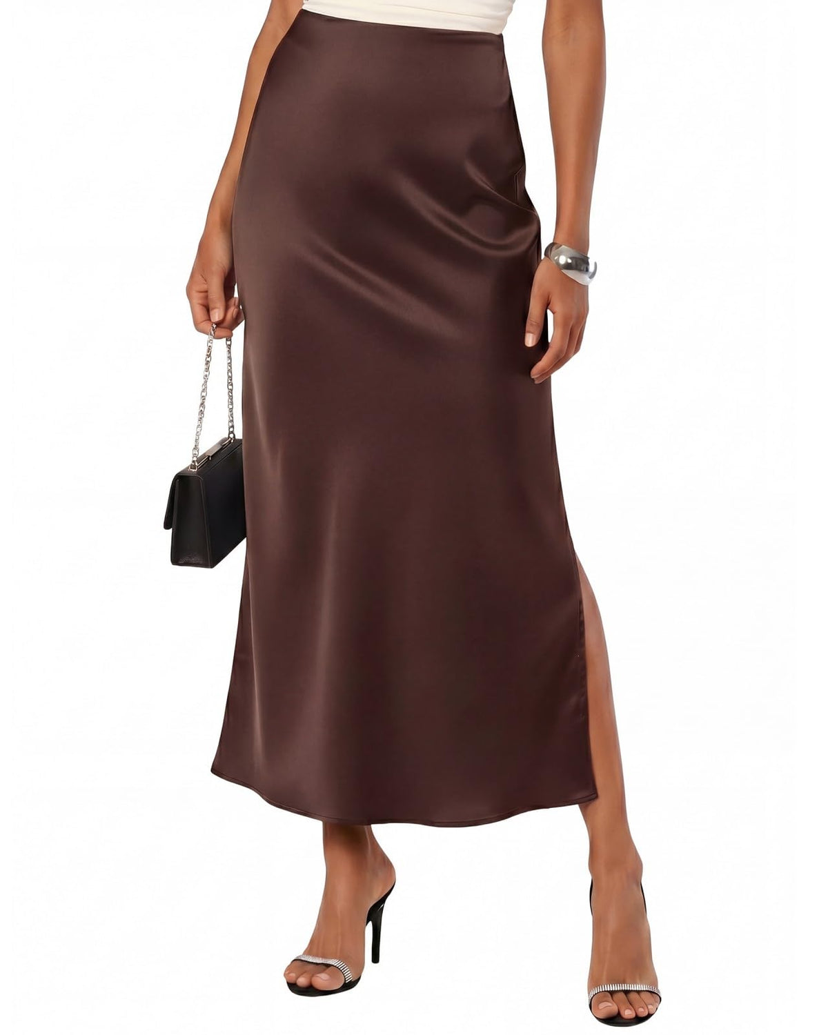 Women's 2026 Satin Maxi Skirts High Waisted Silk Casual Long Skirt