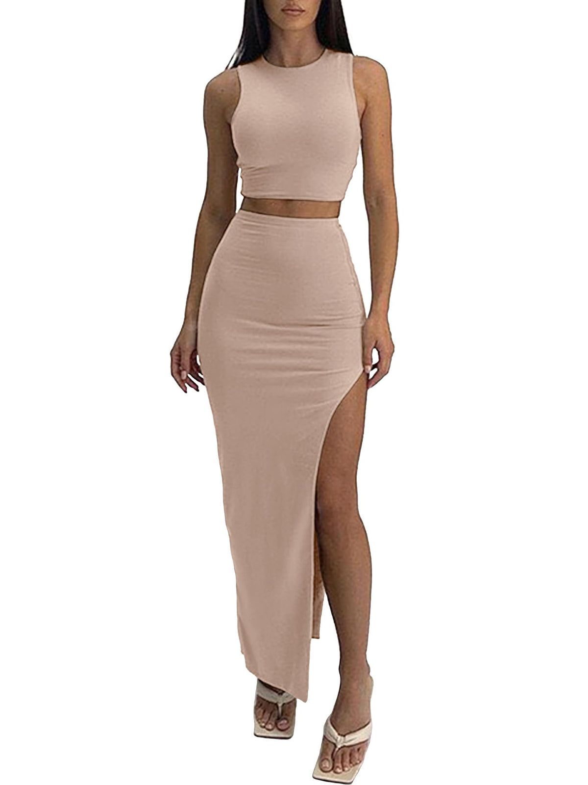 ELLEVEN Sexy 2 Piece Maxi Skirt Sets for Women, Going Out Outfits