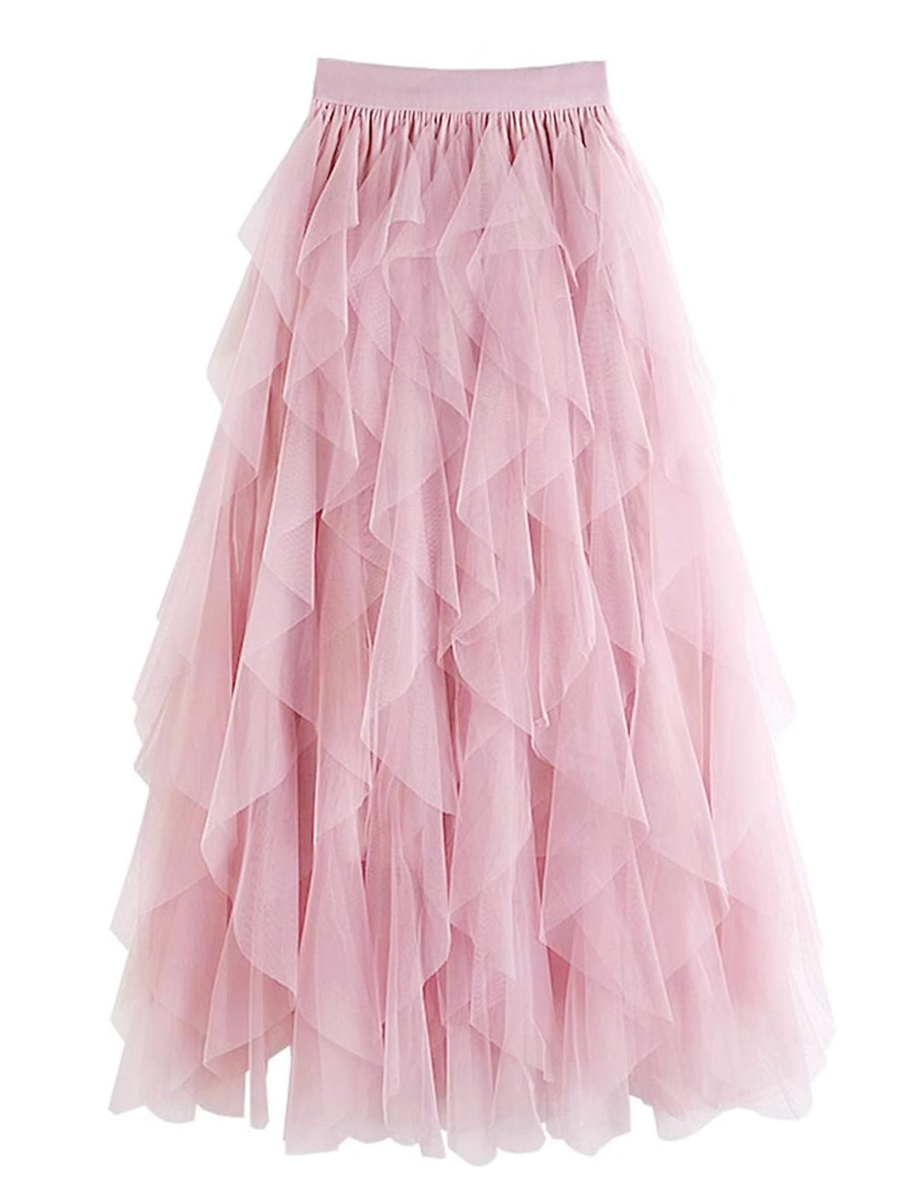 Womens Tulle Skirt A Line Midi Ruffle Mesh High Waisted Formal Fairy Flowy Tiered Skirts