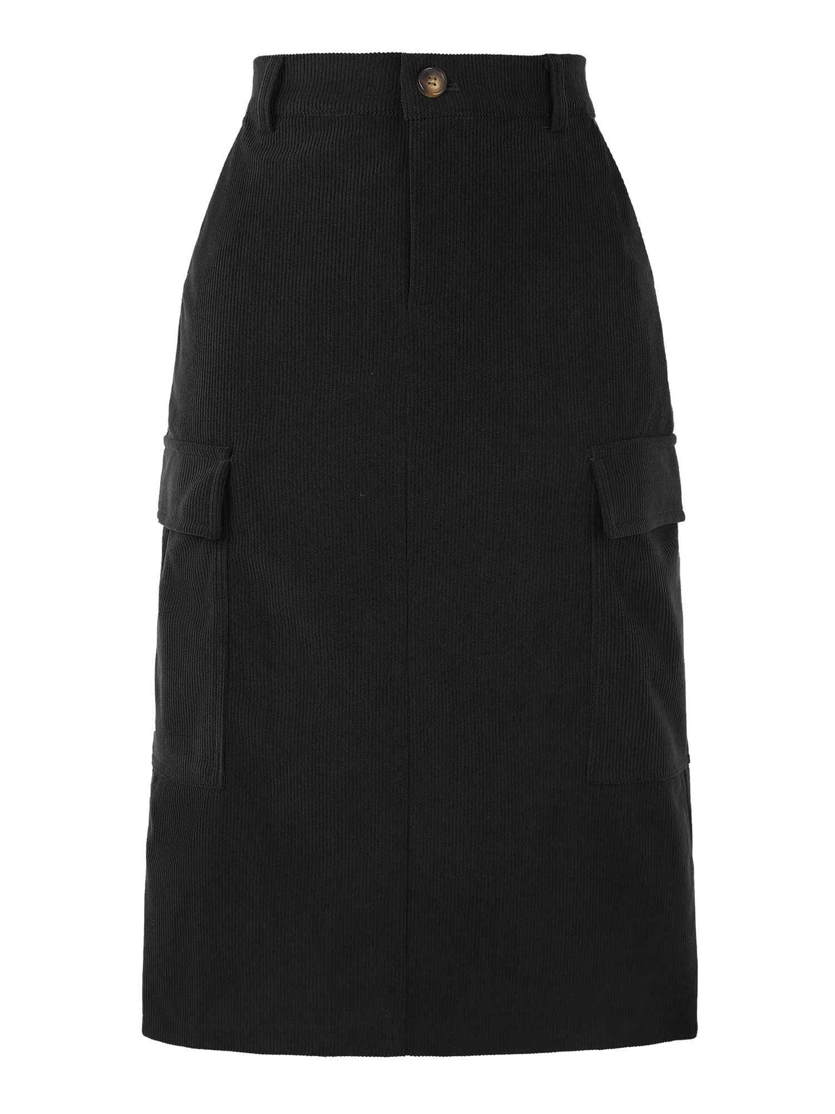 Allegra K Corduroy Cargo Skirts for Women's High Waisted Elastic Back H Line 2025 Fall Midi Skirt