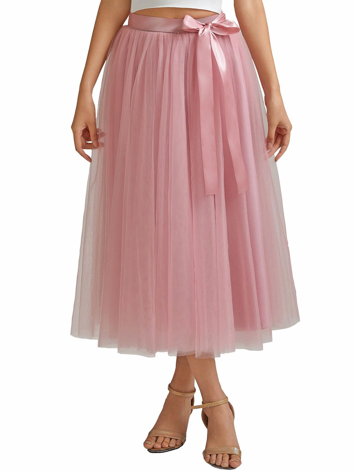 A line Tea Length Tulle Skirt for Party Prom Casual Wear