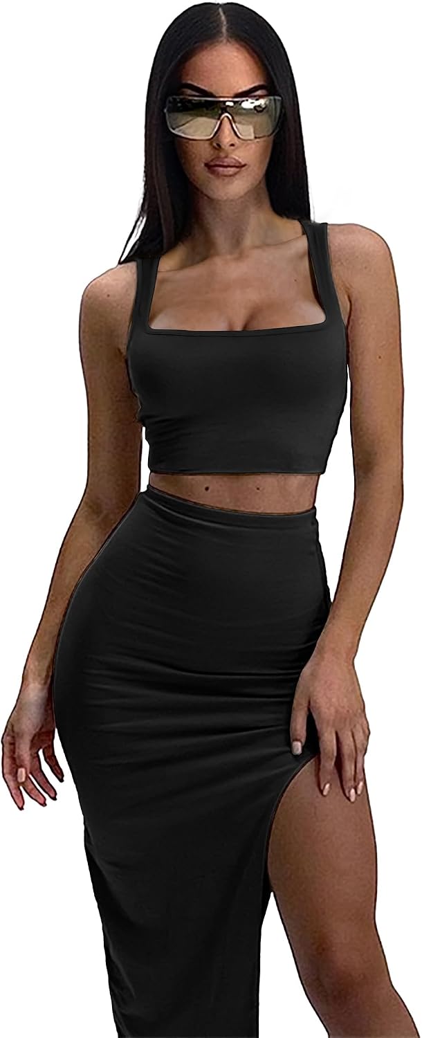 ELLEVEN Two Piece Skirt Sets for Women Going Out Outfits