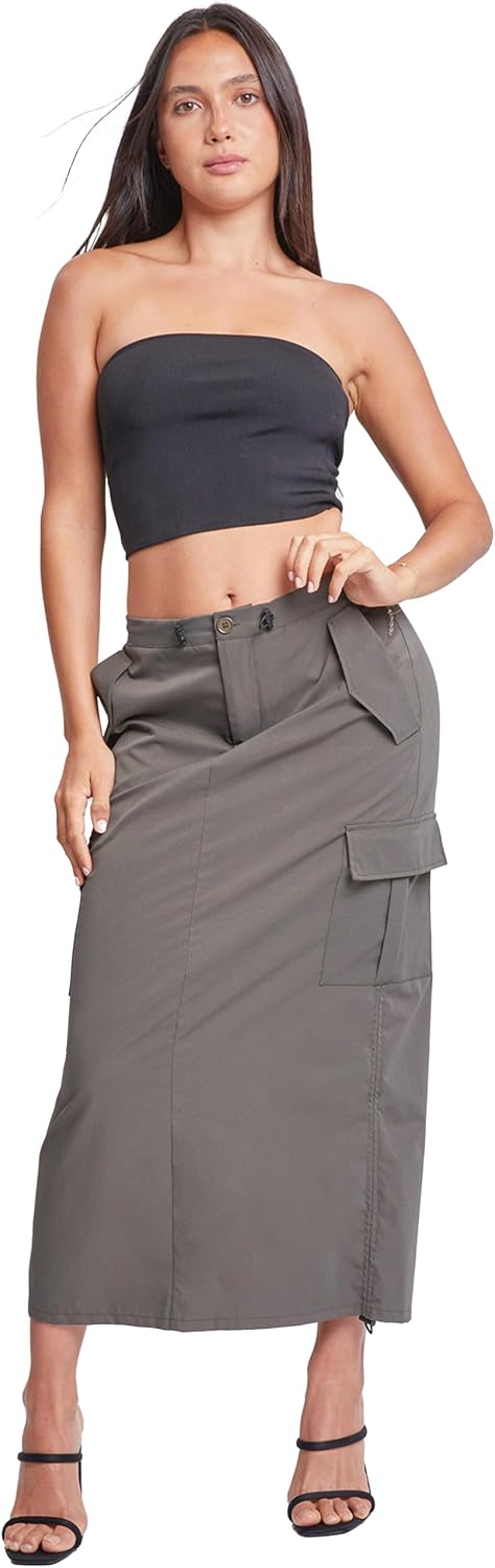 YMI Women's YMI Jeans Women's Midi Cargo Parachute Skirt