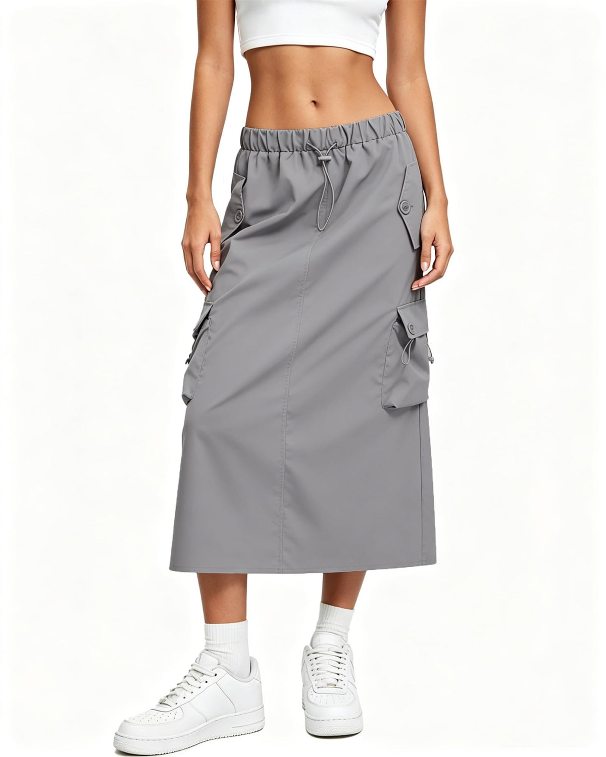 Cromoncent Women Cargo Skirts Midi Utility Skirt Quick Dry Skirts