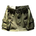 Kinghua Womens Mini Cargo Skirt Low Waist Y2k Short Denim Jean Skirt