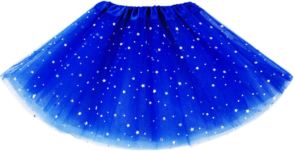 Little Girls Stars Sequins Tutu Skirt Princess Ballet Dance Dress for 0-6 Y Sparkle Elastic 3 Layered Tulle Tutu Skirt