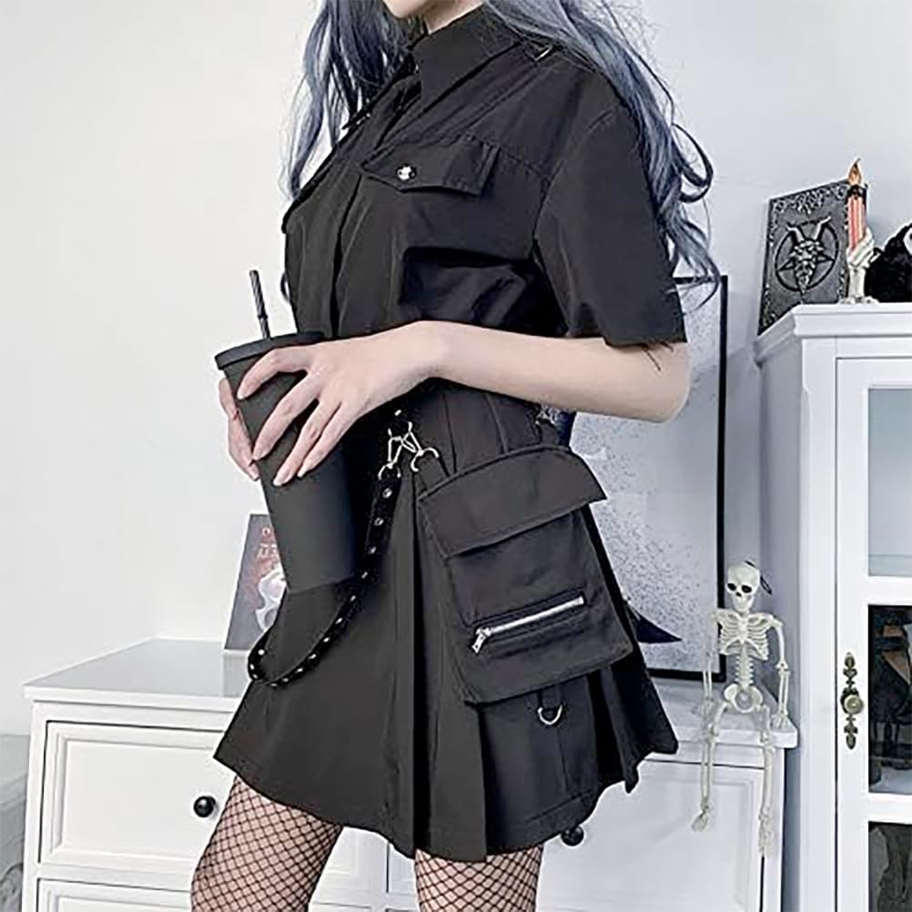 IDEALSANXUN Gothic Plaid Mini Skirts for Women Short High Waist Plaid Skirts