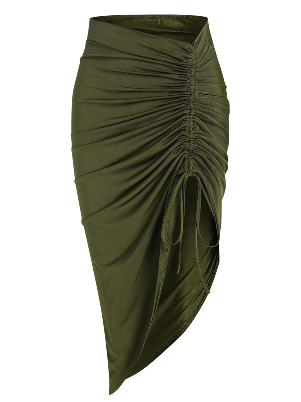 ZAFUL Women's Boho Skirt Asymmetrical Skirts Tied Floral Paisley Printed High Waist Ruched Skirts for Women