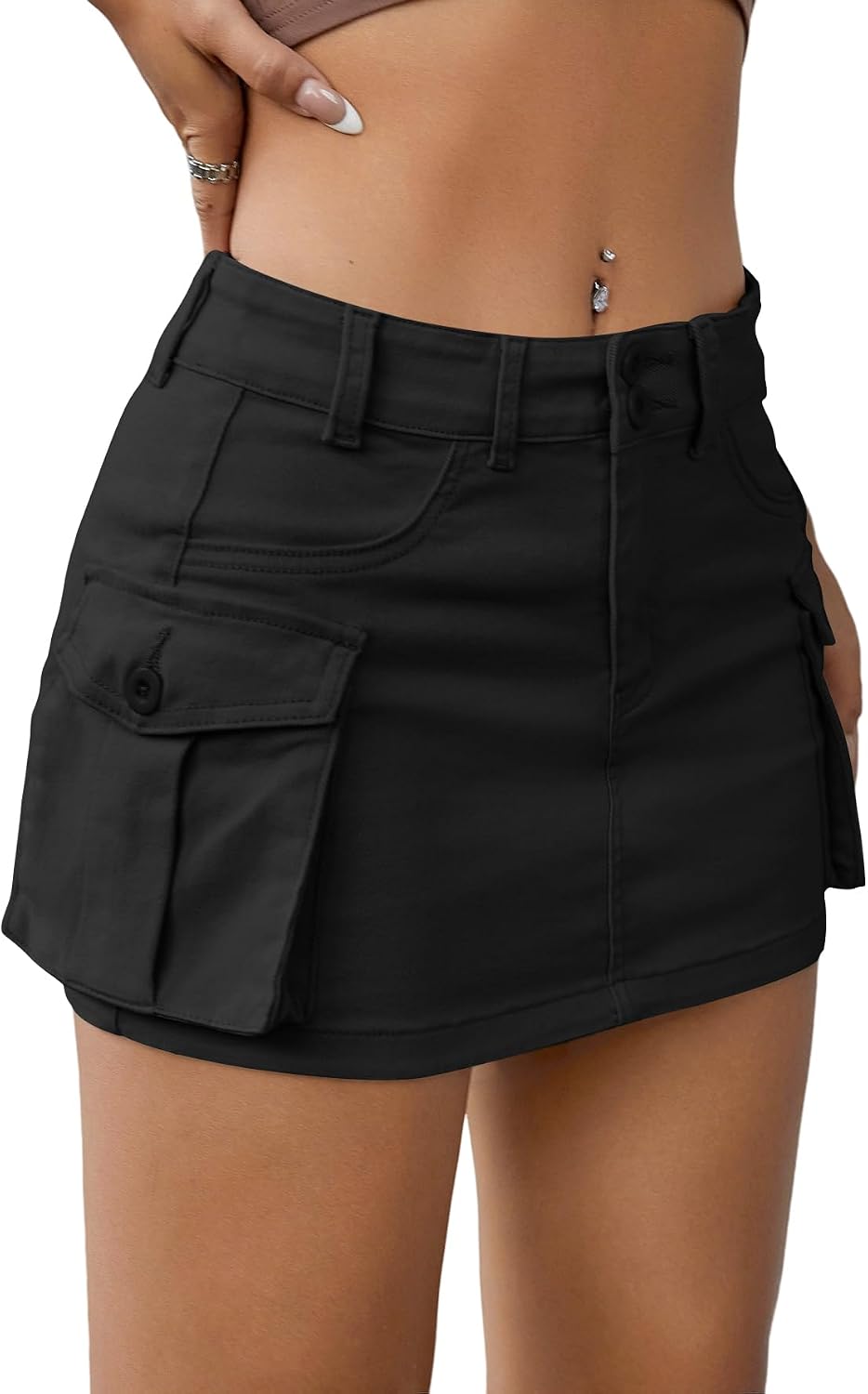 EARKOHA Womens Denim Cargo Mini Skirt Y2K Fall Jean Skirts Flap Pockets