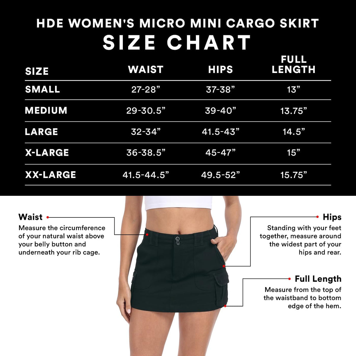 HDE Women's Micro Mini Cargo Skirt with 6 Pockets Y2K Cotton Utility Skirt