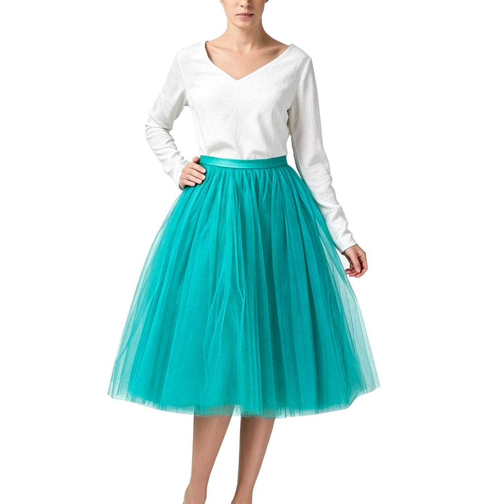WDPL Women's A-Line Tulle Skirt Elastic Waist Petticoat Bridesmaid Tutu