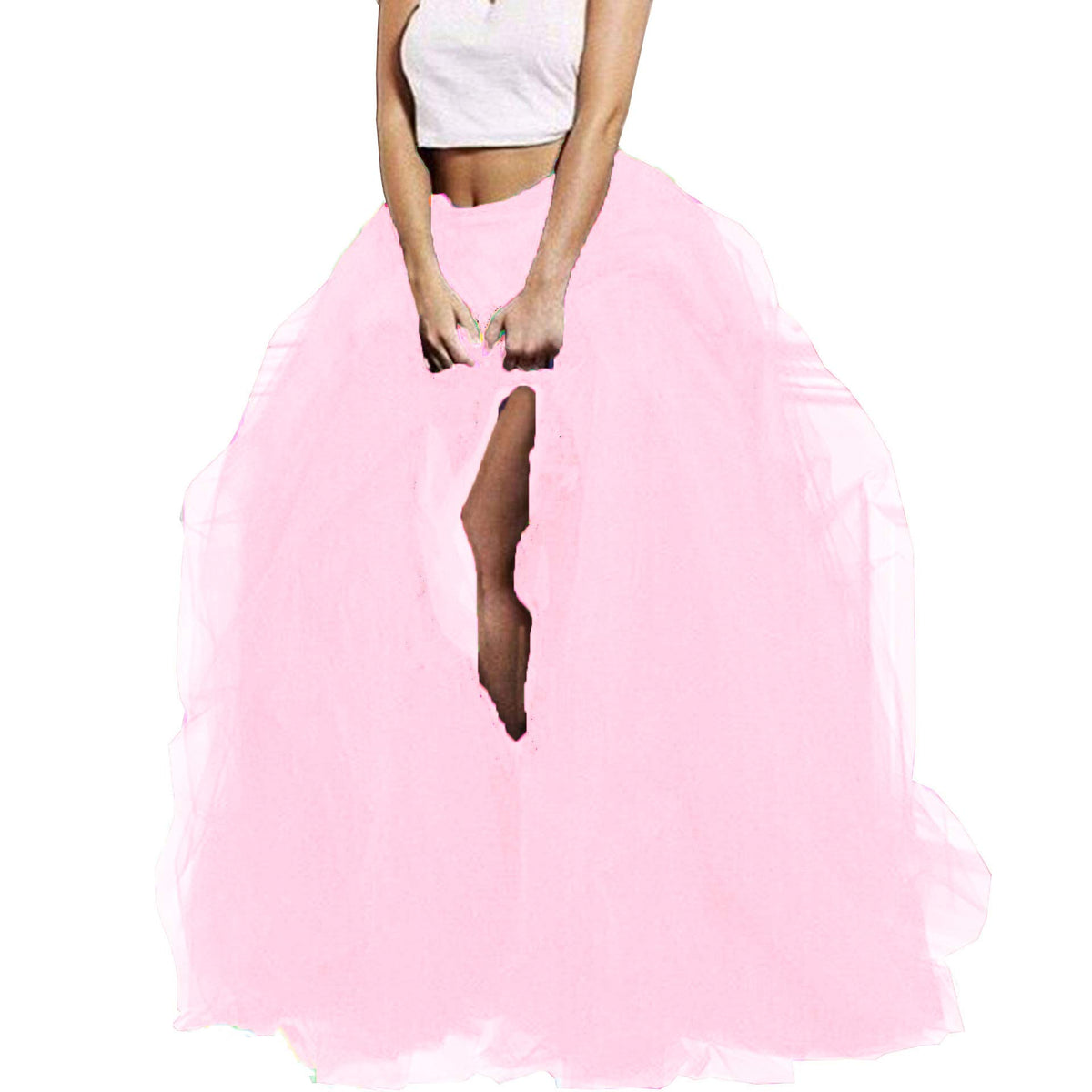Lisong Women Maxi Tulle Floor Length Layered High Waist Spectial Occasion Skirt