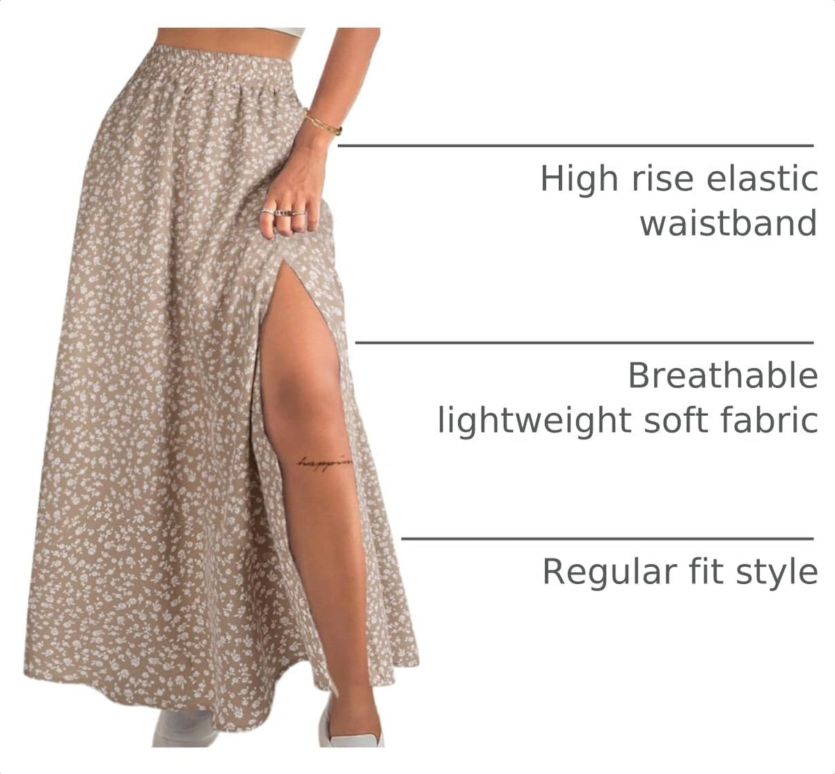Avanova Women Boho Floral Slit Maxi Skirt Split Thigh High Waisted Long Skirts