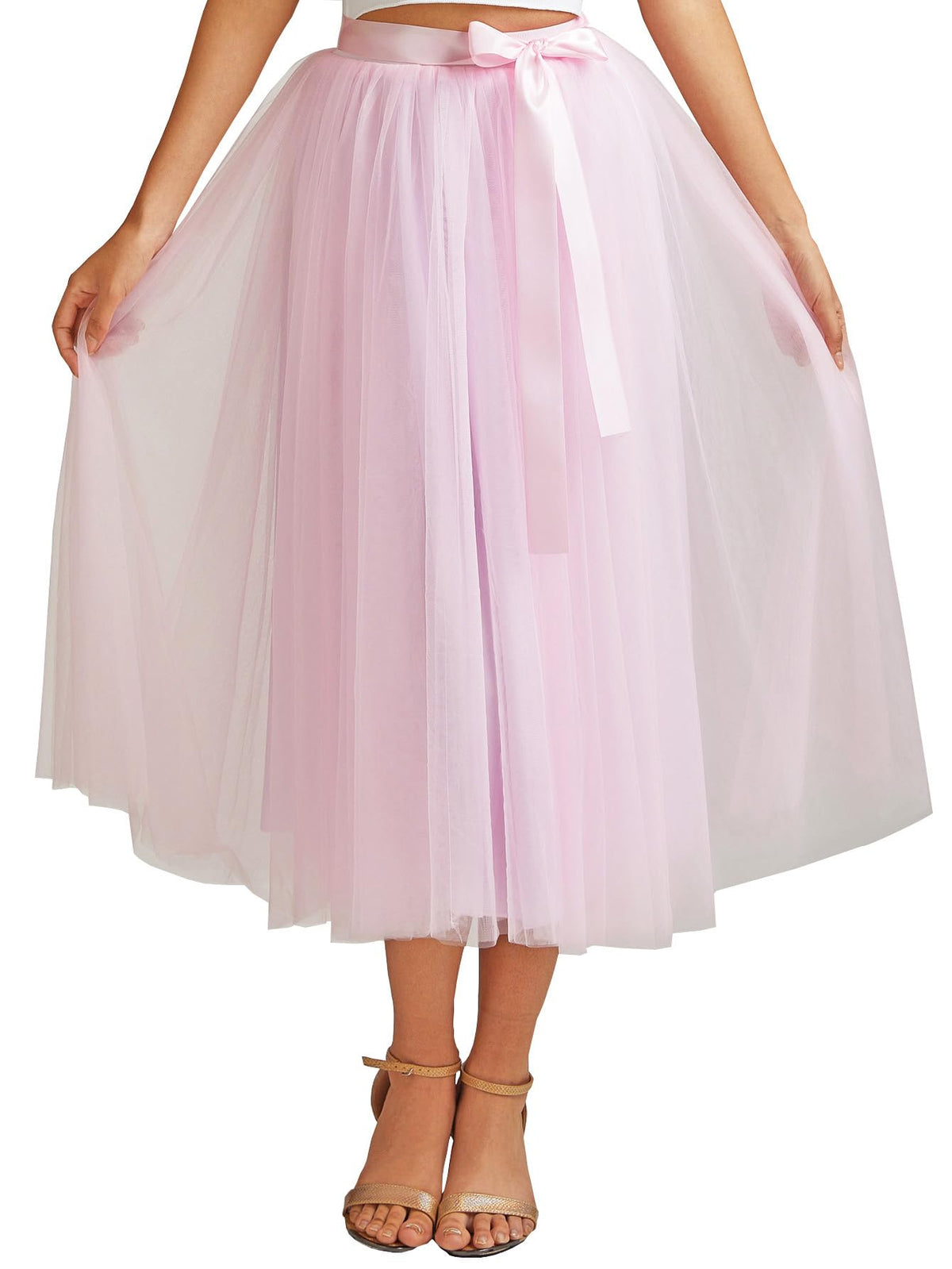 A line Tea Length Tulle Skirt for Party Prom Casual Wear