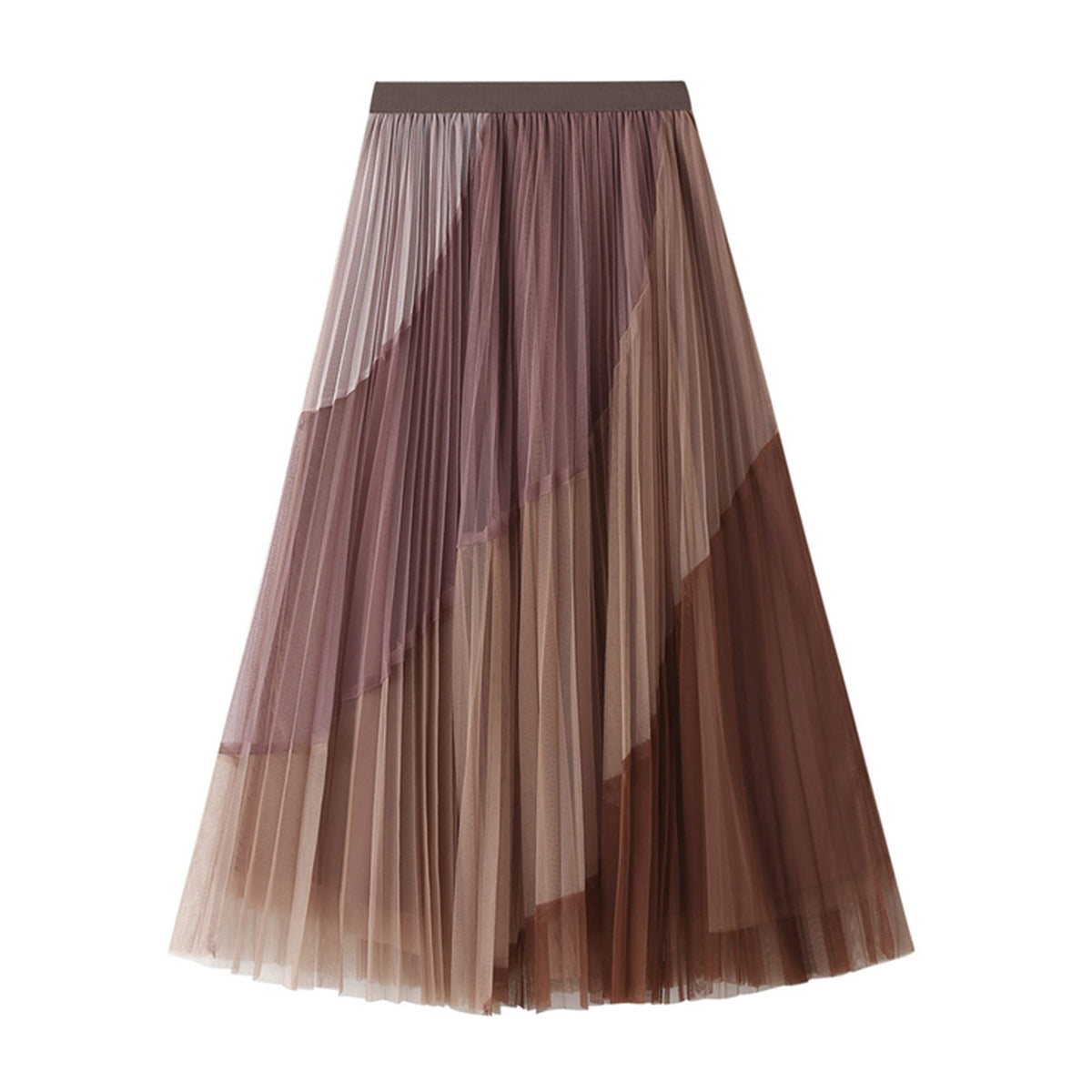 Dirholl Women's A-Line Fairy Patterned Elastic Waist Ruffle Tulle Layered Midi Skirt