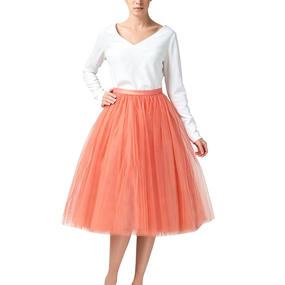 WDPL Women's A-Line Tulle Skirt Elastic Waist Petticoat Bridesmaid Tutu
