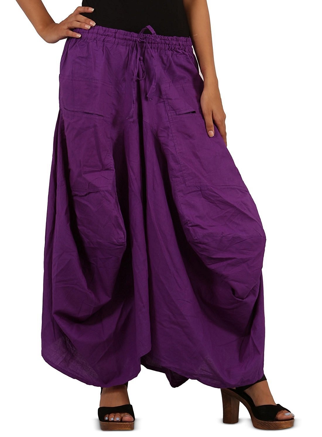 SARJANA Women Cotton Solid Pockets Skirt Hippie Afghani Ethnic