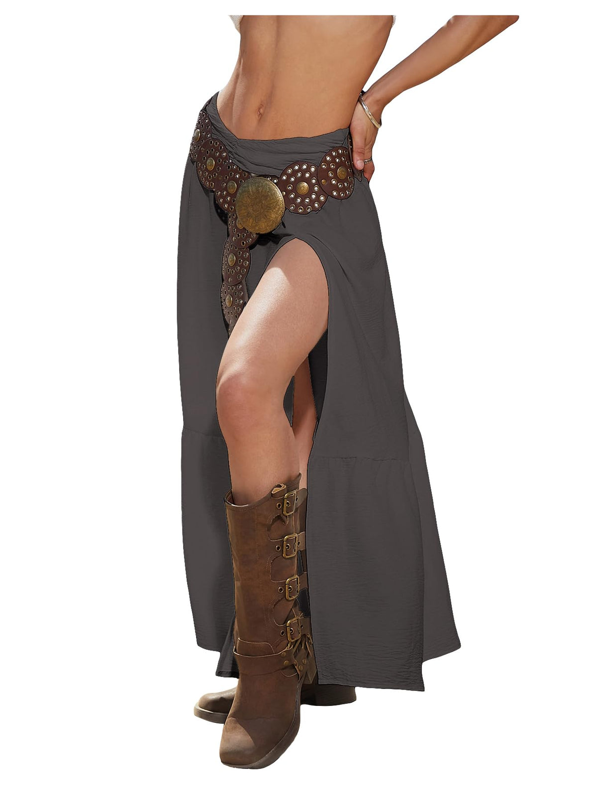 SHENHE Women's Western High Slit Maxi Skirt Country Cowgirl Outfits