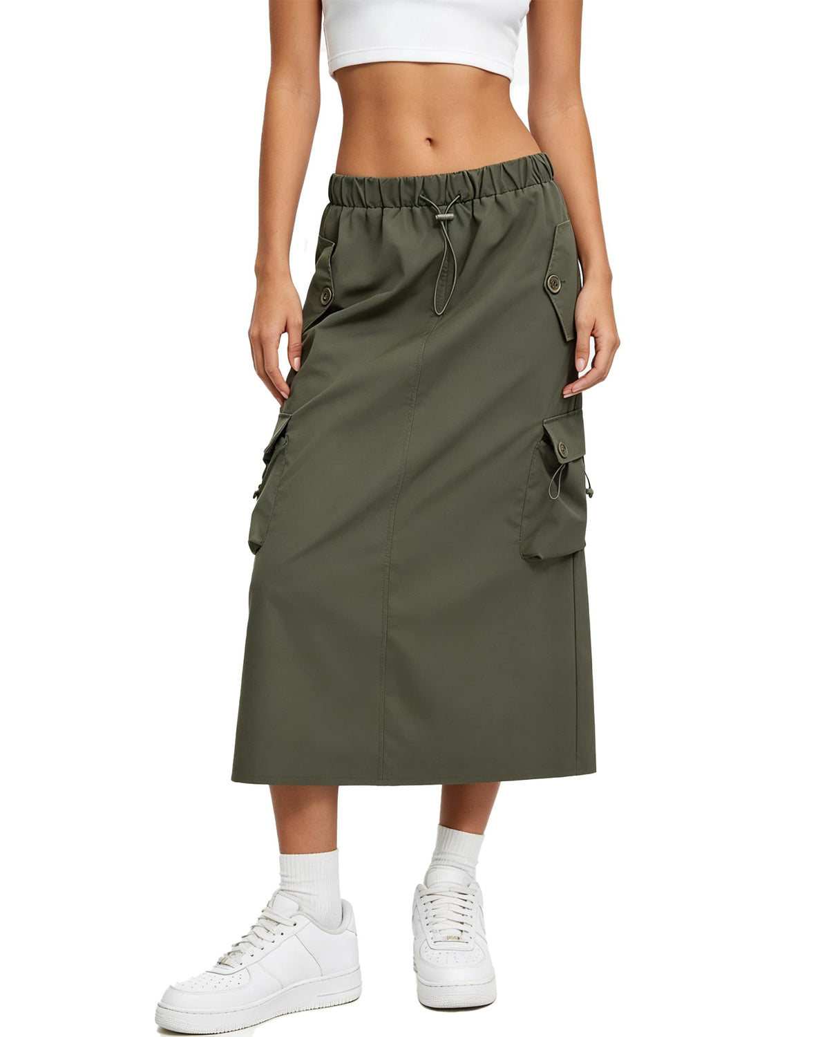 Cromoncent Women Cargo Skirts Midi Utility Skirt Quick Dry Skirts