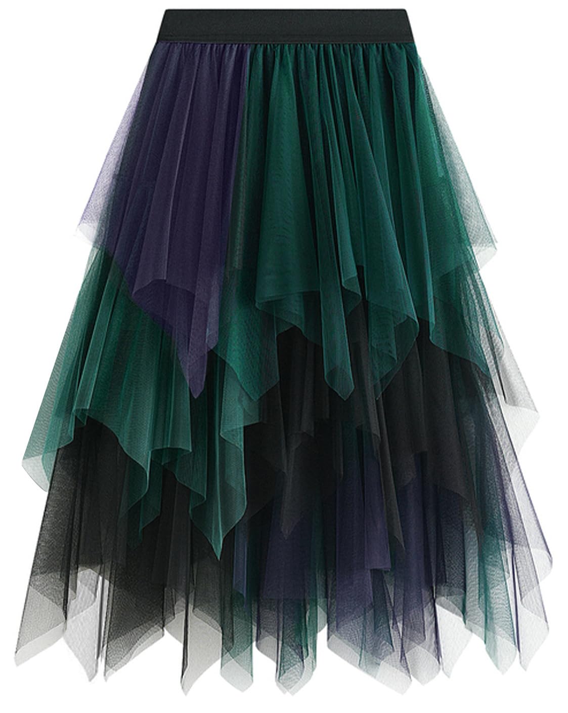 Reaowazo Tulle Skirts for Women Midi Long Fairy Skirt Tutu A-Line Mesh Layered High Elastic Waist Halloween Skirts