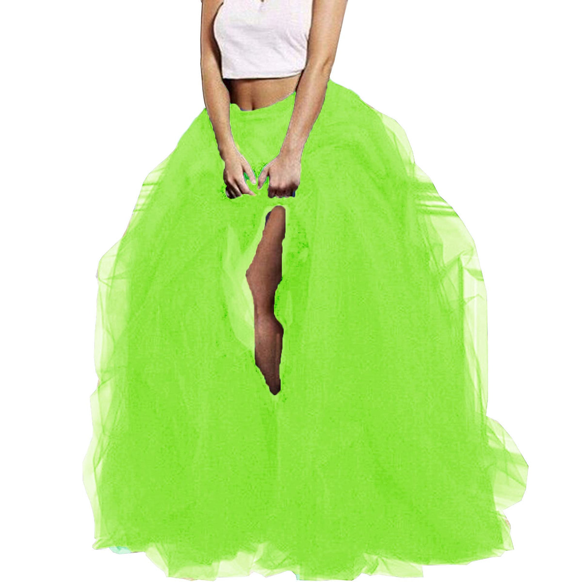 Lisong Women Maxi Tulle Floor Length Layered High Waist Spectial Occasion Skirt