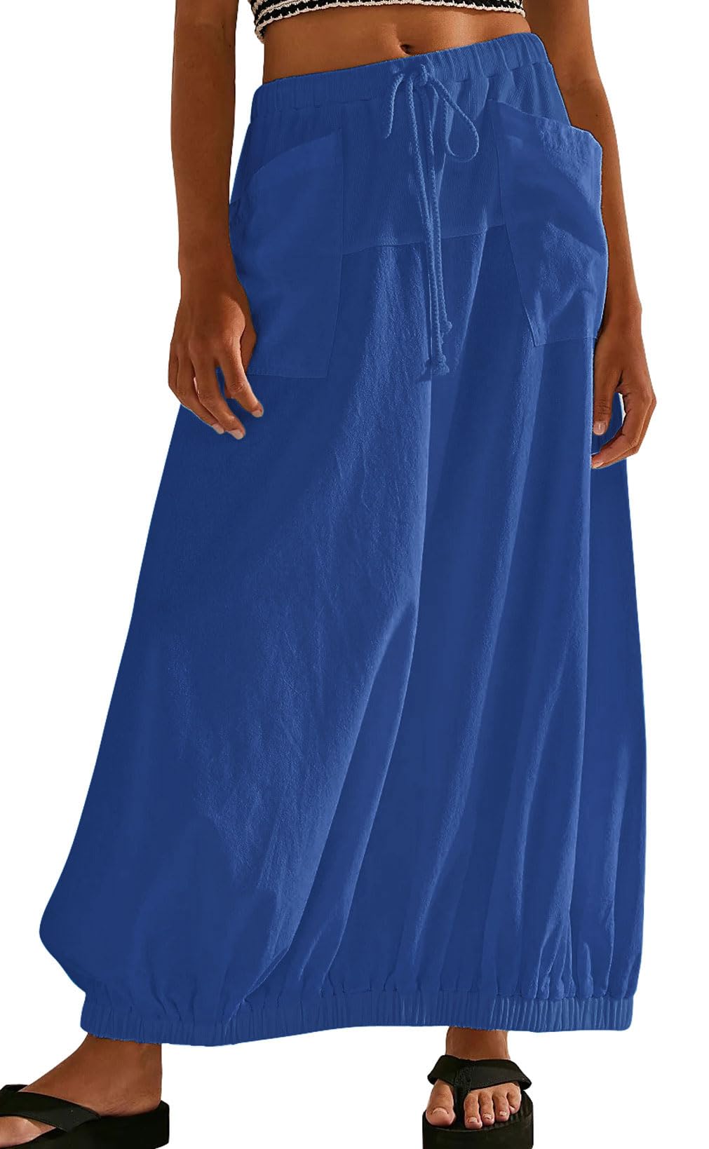 CHARTOU Women Baggy Parachute Skirt Comfy Casual Cotton Y2k Cargo Maxi Long Skirt