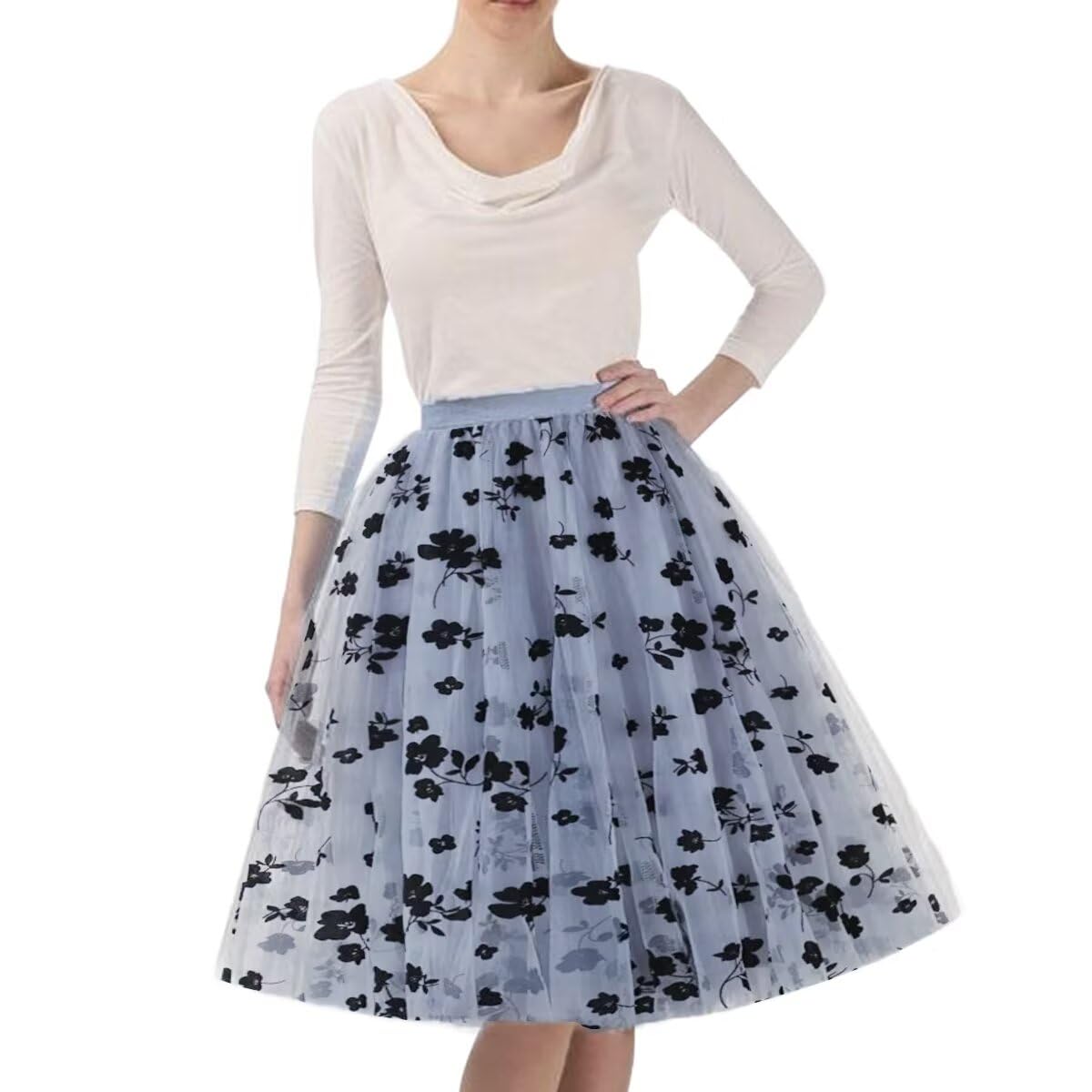 WDPL Women's A-Line Tulle Skirt Elastic Waist Petticoat Bridesmaid Tutu
