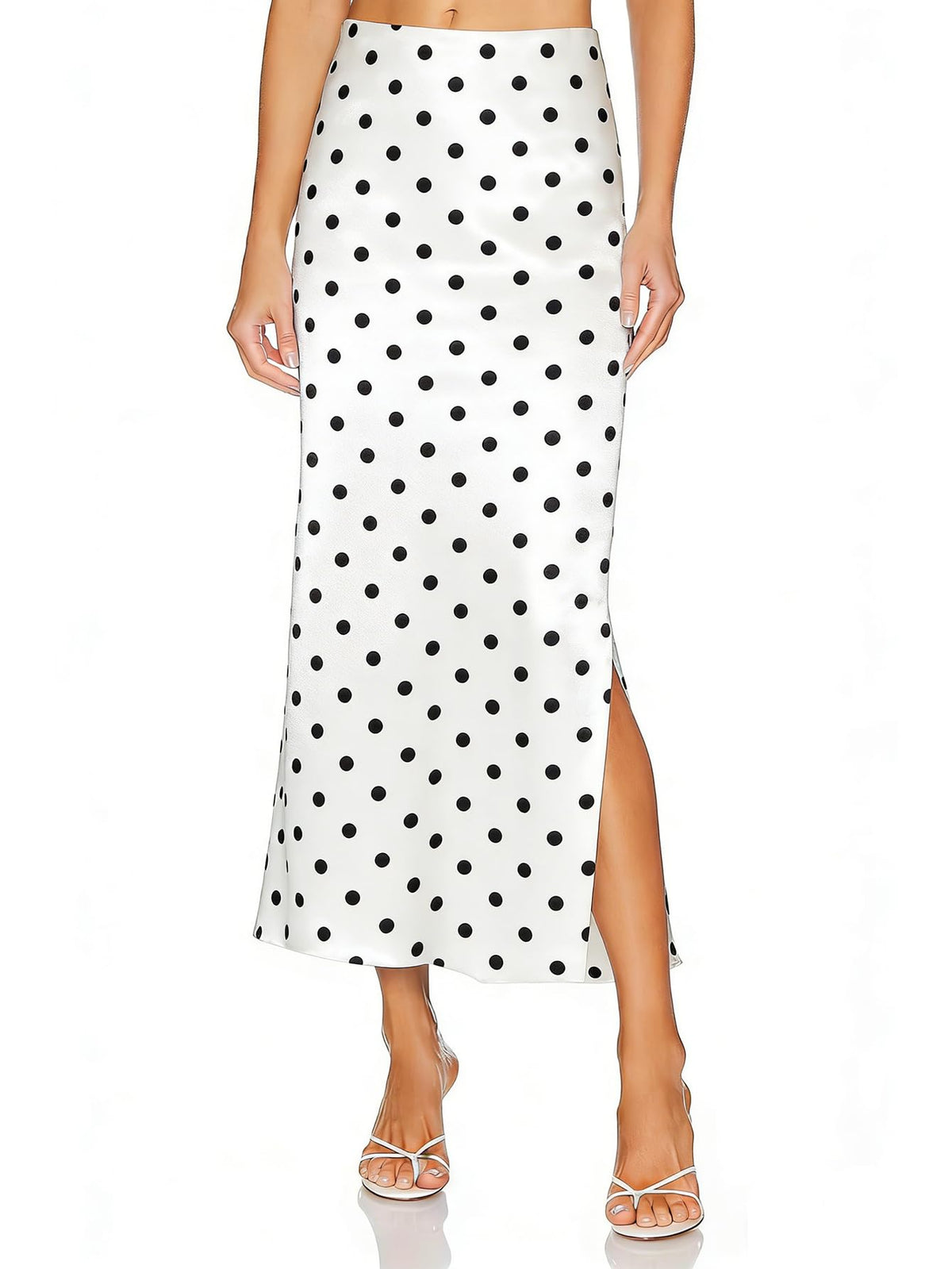 Womens Satin Silk Maxi Slit Skirt Elastic Waistband Leopard Print Maxi Long Satin Slit Skirts for Women