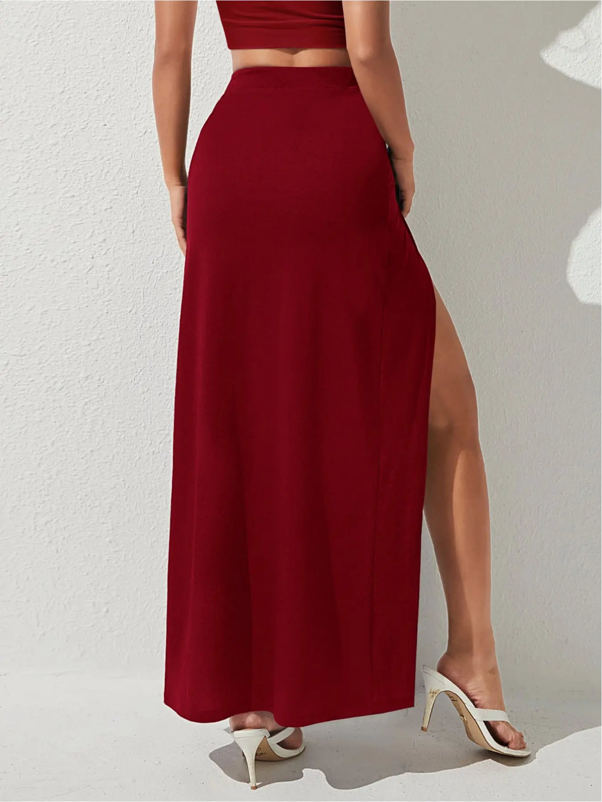 Women's High-Slit Design Fit Midi Maxi Skirt Bottom, Minimalist & Elegant Style, Perfect for Beach Vacations, Casual Outings, Gatherings, Parties, Dances & Other Occasions, Fitted Design Skirt