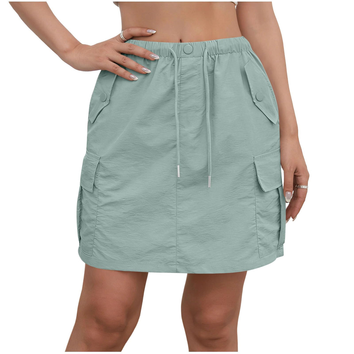 Cargo Skorts for Woman with Pockets Casual Drawstring High Waisted Skorts Summer Outdoor Hiking Golf Workout Skort