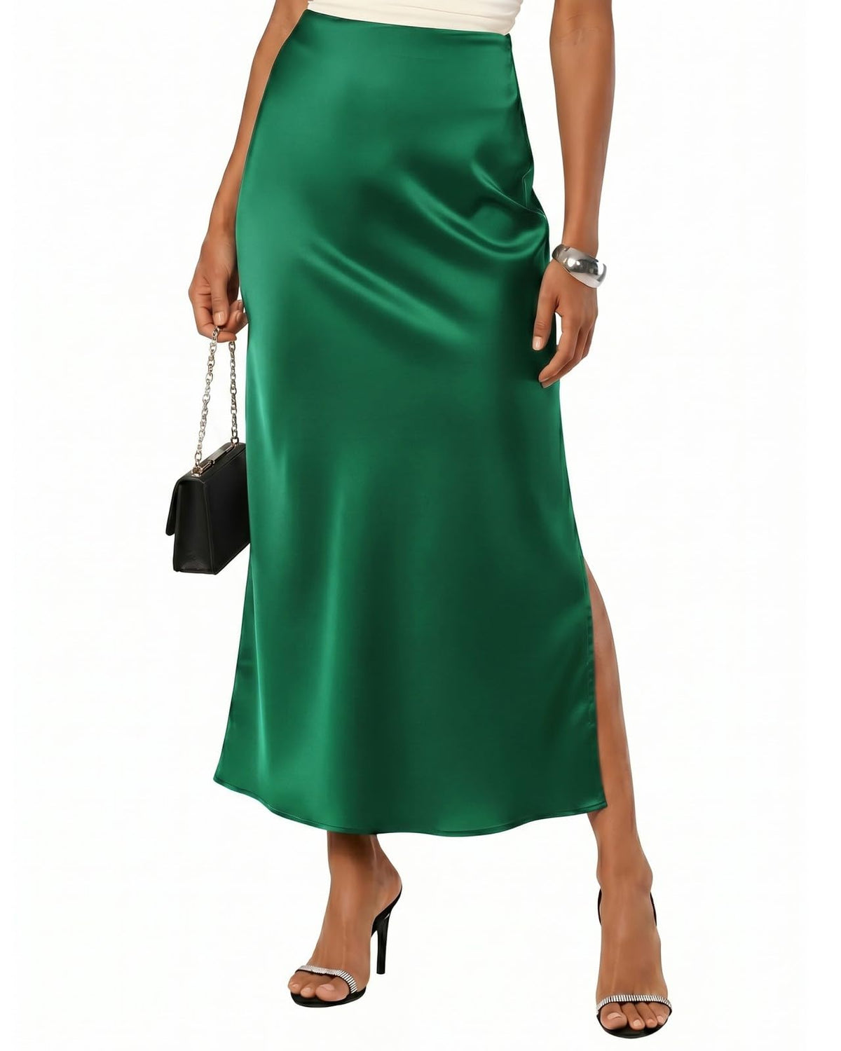 Women's 2026 Satin Maxi Skirts High Waisted Silk Casual Long Skirt