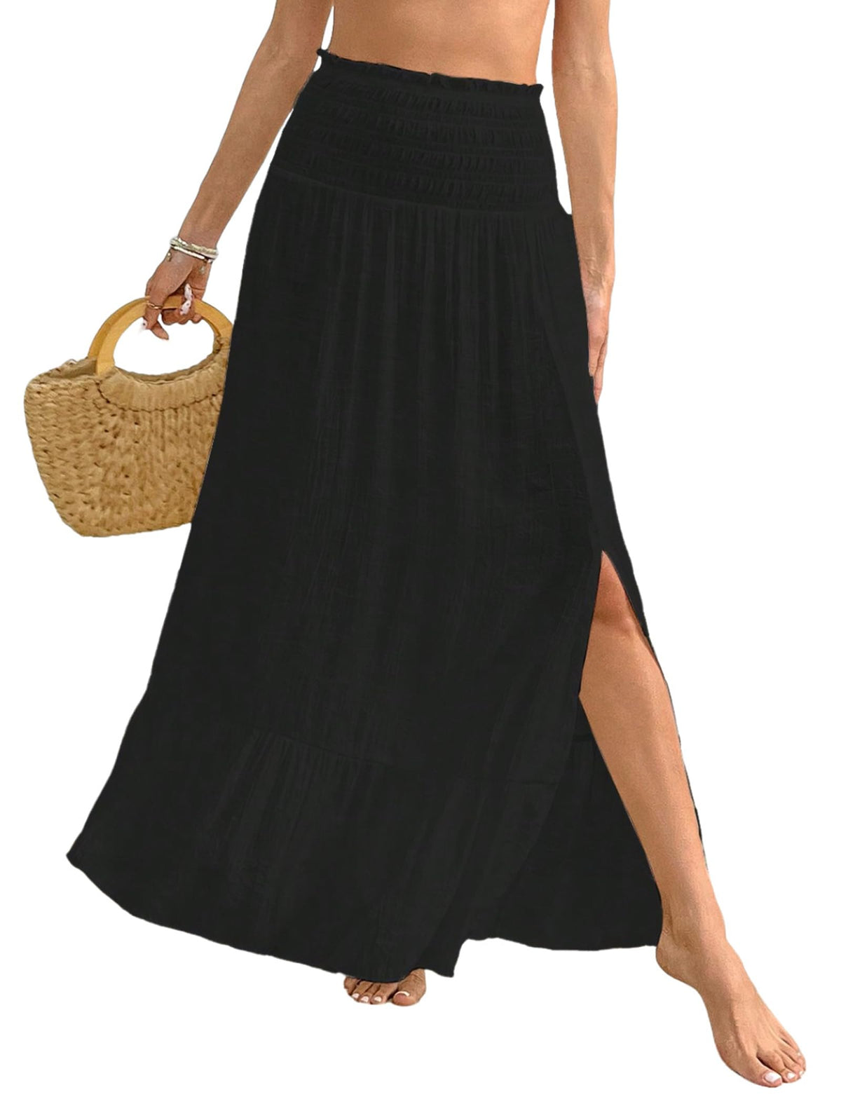 ZAFUL Split to Thigh Swimsuit Coverup for Women Semi-Sheer Maxi Skirt