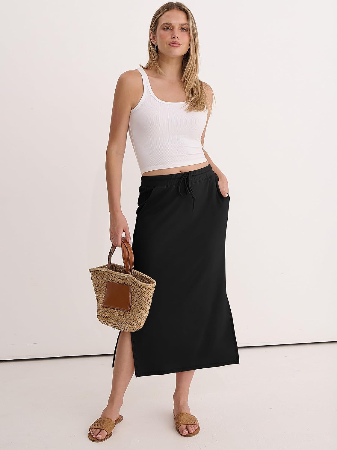 ANRABESS Air Layer Fabric Maxi Skirts for Women