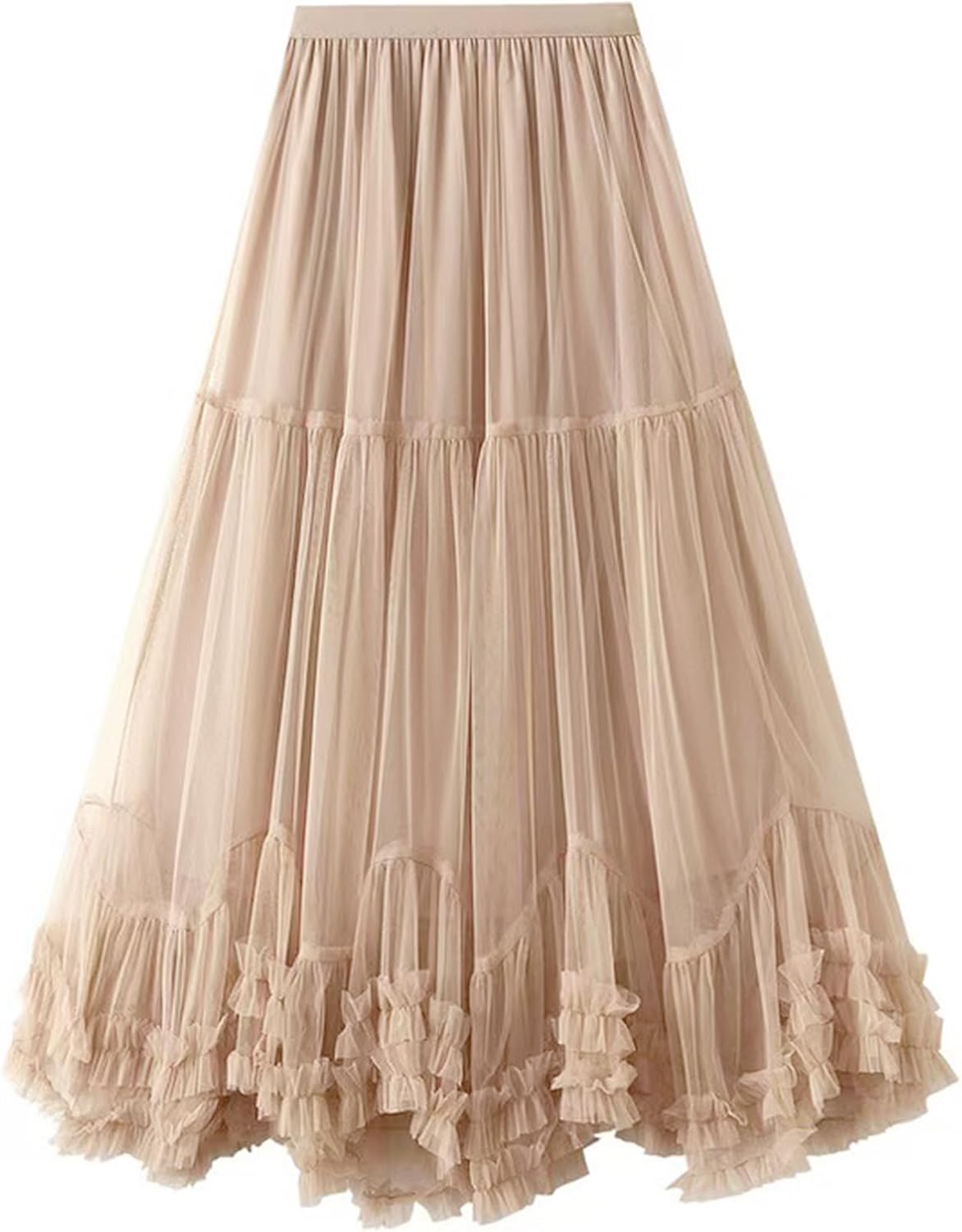 COZYPOIN Women's Maxi Tulle Skirts Long Layered Mesh Tiered Fairy Skirt
