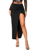 Milumia Women's High Slit Long Skirt High Waisted Asymmetrical Maxi Skirts