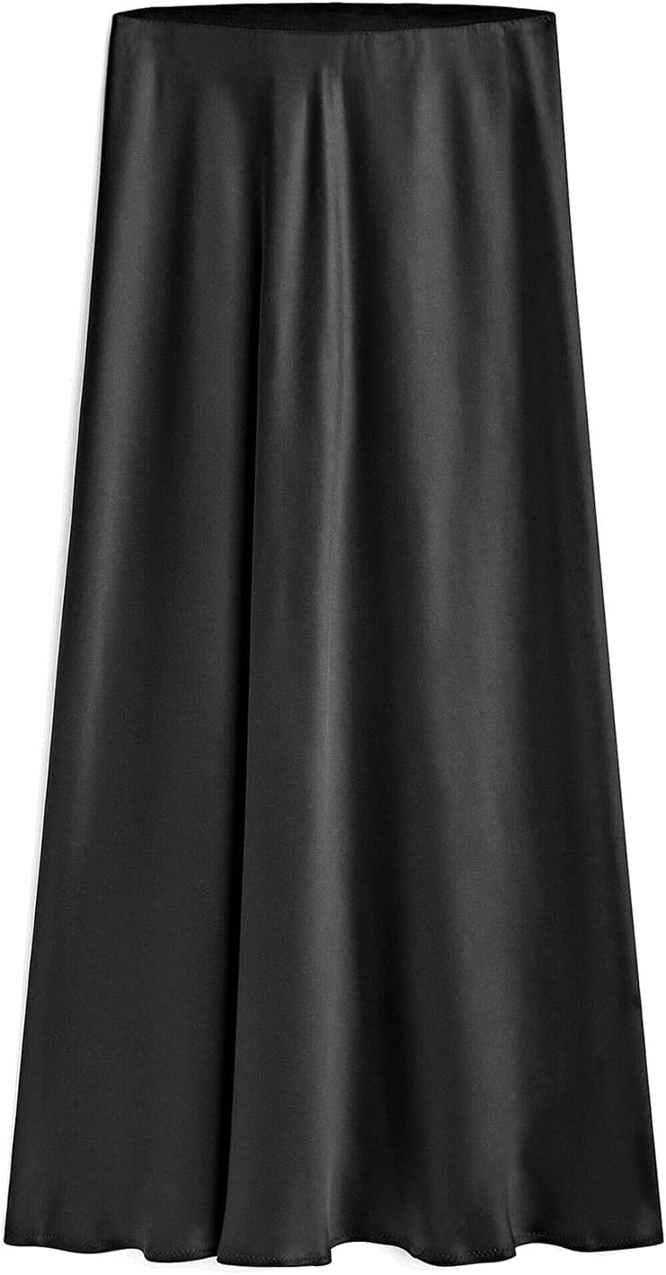 Women's 2026 Satin Maxi Skirts High Waisted Silk Casual Long Skirt