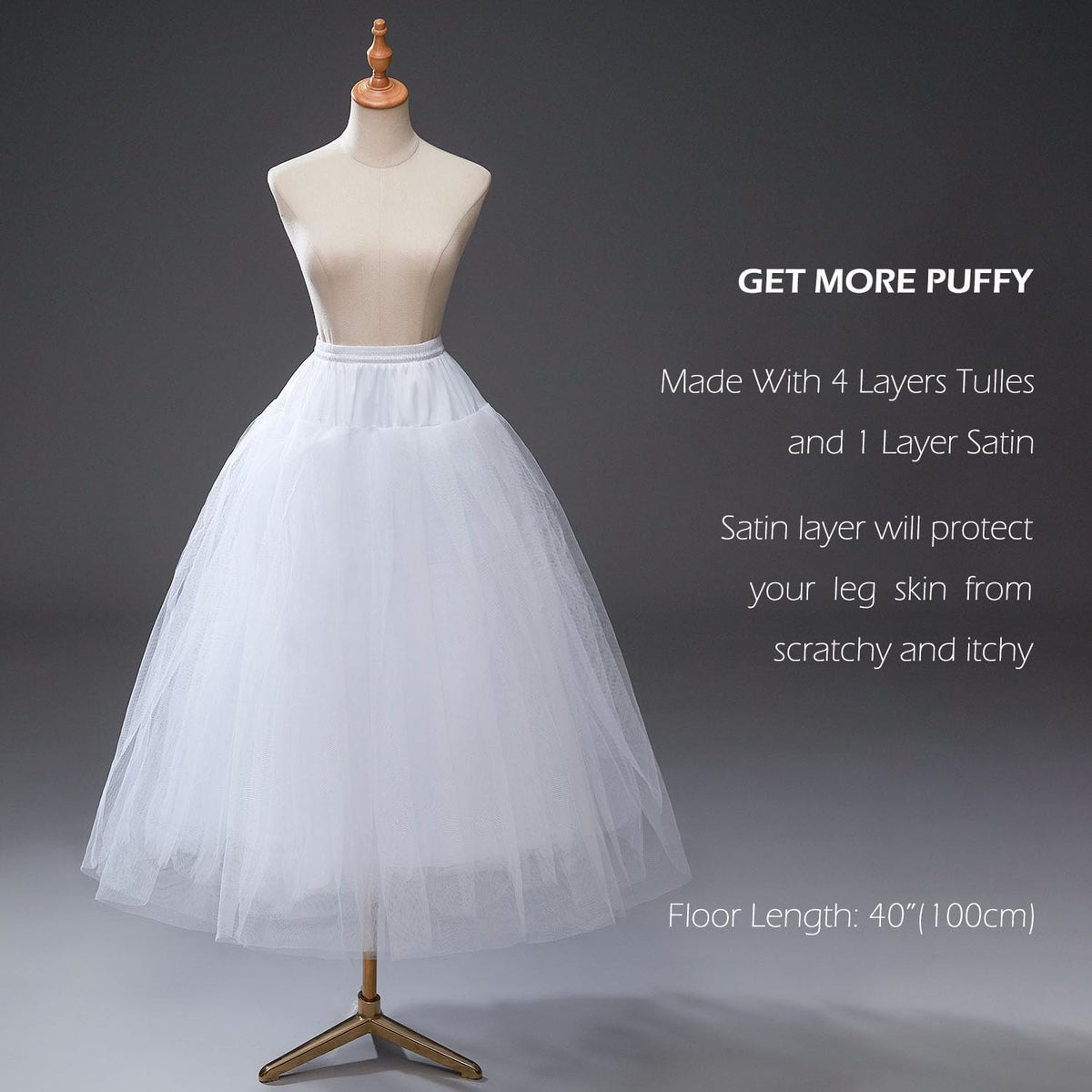 Hoopless Petticoat Crinoline Underskirt Slips for Wedding Dress MPT022