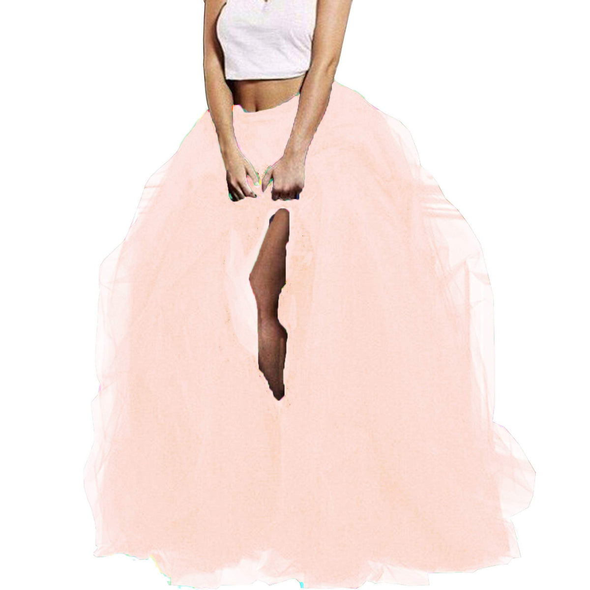 Lisong Women Maxi Tulle Floor Length Layered High Waist Spectial Occasion Skirt