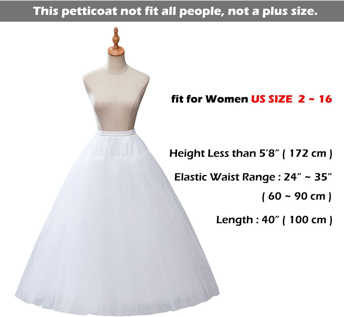 Hoopless Petticoat Crinoline Underskirt Slips for Wedding Dress MPT022