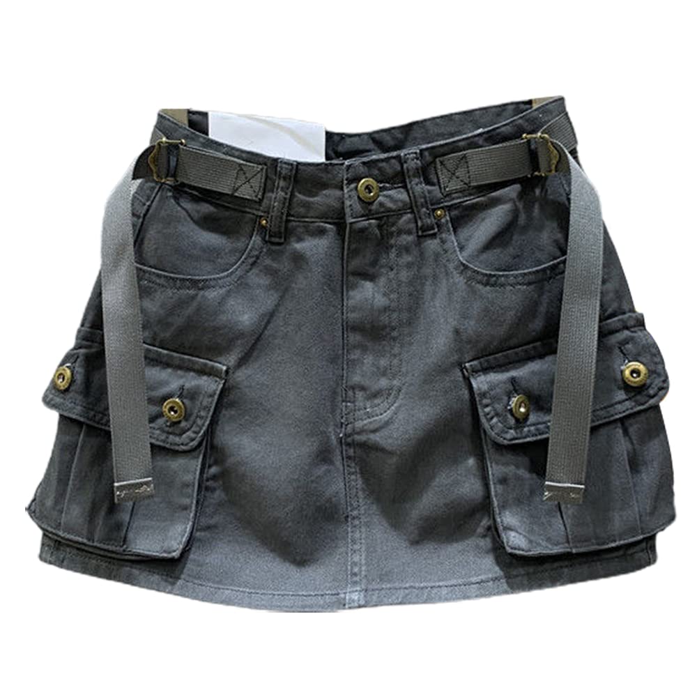 Kinghua Womens Mini Cargo Skirt Low Waist Y2k Short Denim Jean Skirt