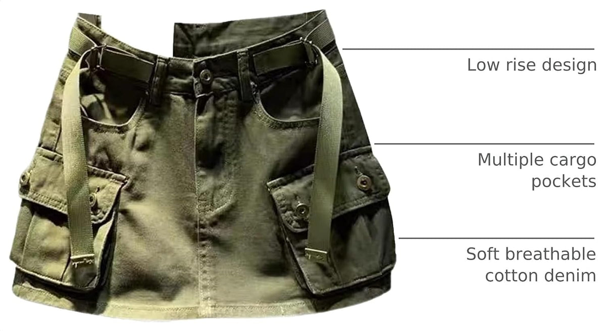 Kinghua Womens Mini Cargo Skirt Low Waist Y2k Short Denim Jean Skirt