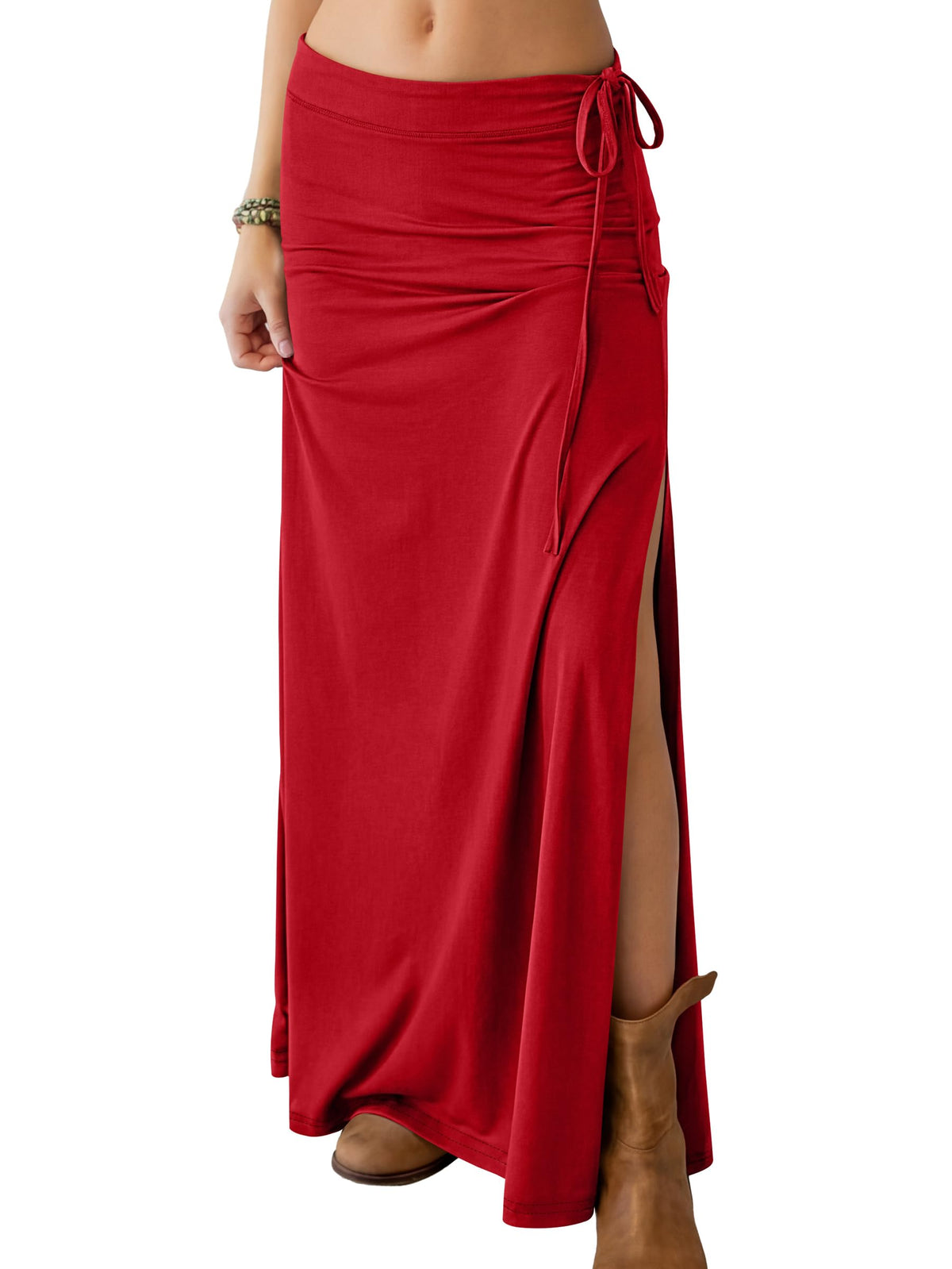 ANRABESS Womens High Waisted Side Slit Maxi Skirts
