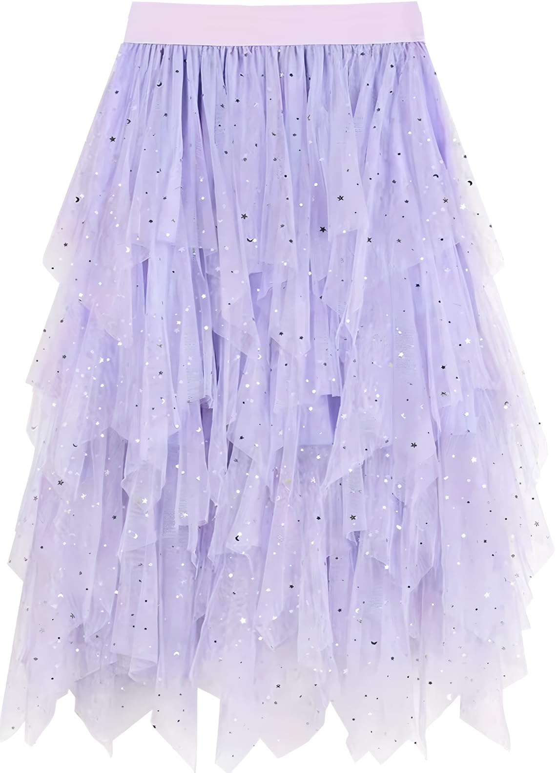 LBKKC Tulle Skirts for Women, Puffy Skirt Asymmetrical Midi Length Ruffled Tutu Layered Mesh Fairy Skirt