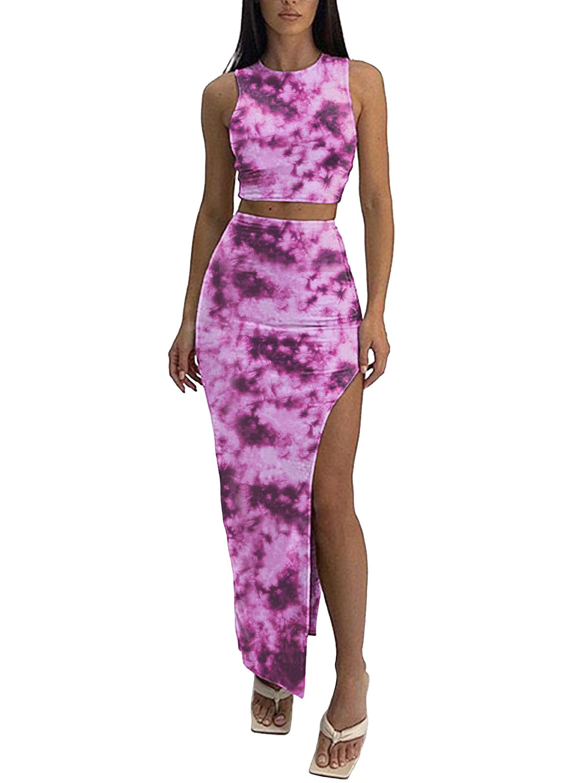 ELLEVEN Sexy 2 Piece Maxi Skirt Sets for Women, Going Out Outfits
