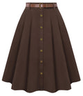 Belle Poque Women's Denim Skirts Vintage Below Knee Length High Waist A-Line Jean Skirts with Pockets