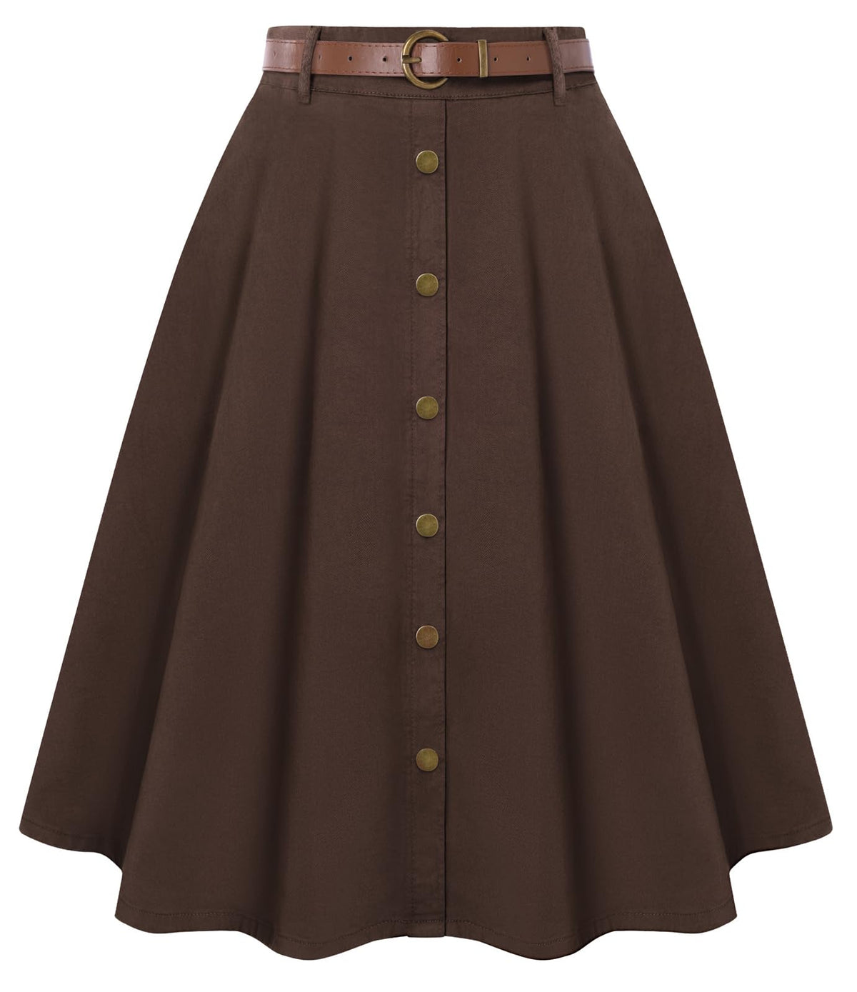 Belle Poque Women's Denim Skirts Vintage Below Knee Length High Waist A-Line Jean Skirts with Pockets