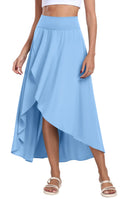 IUGA High Waist Maxi Skirt with Slit Ruffle Wrap Skirt Trendy Flowy Skirts for Women Long Skirts with Shorts Underneath