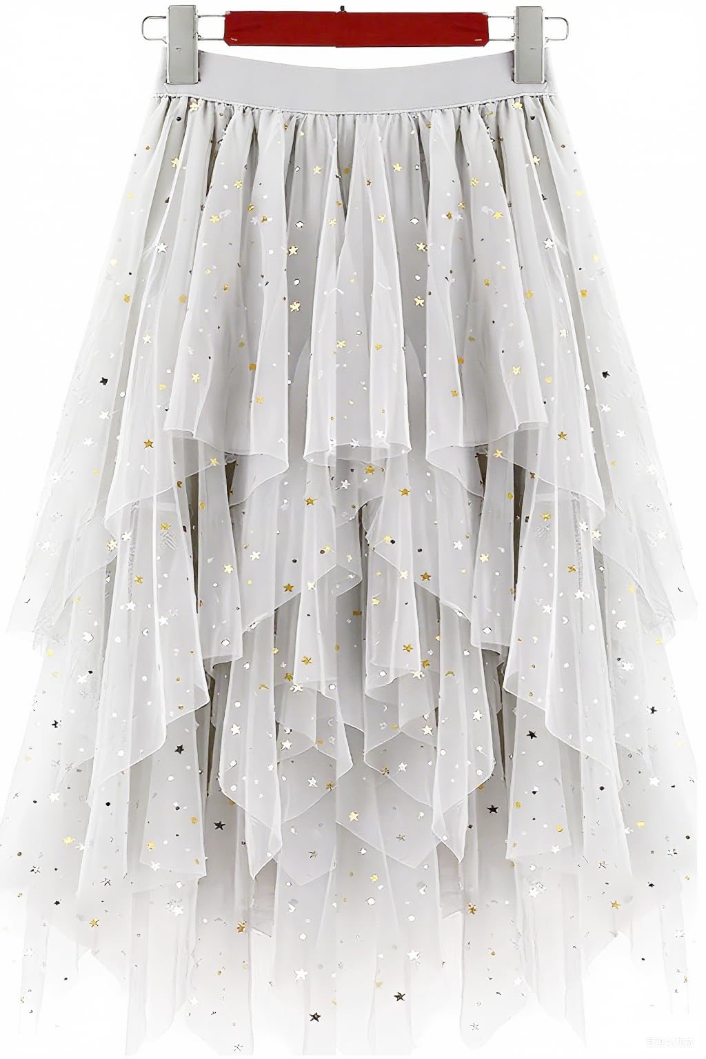 LBKKC Tulle Skirts for Women, Puffy Skirt Asymmetrical Midi Length Ruffled Tutu Layered Mesh Fairy Skirt
