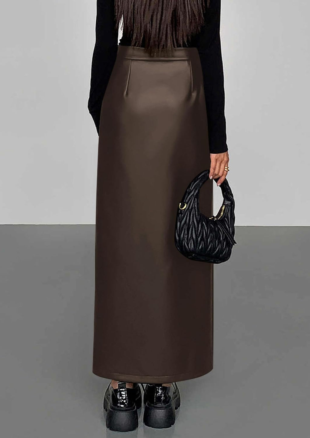 PRETTYGARDEN Women's Faux Leather Long Pencil Skirt