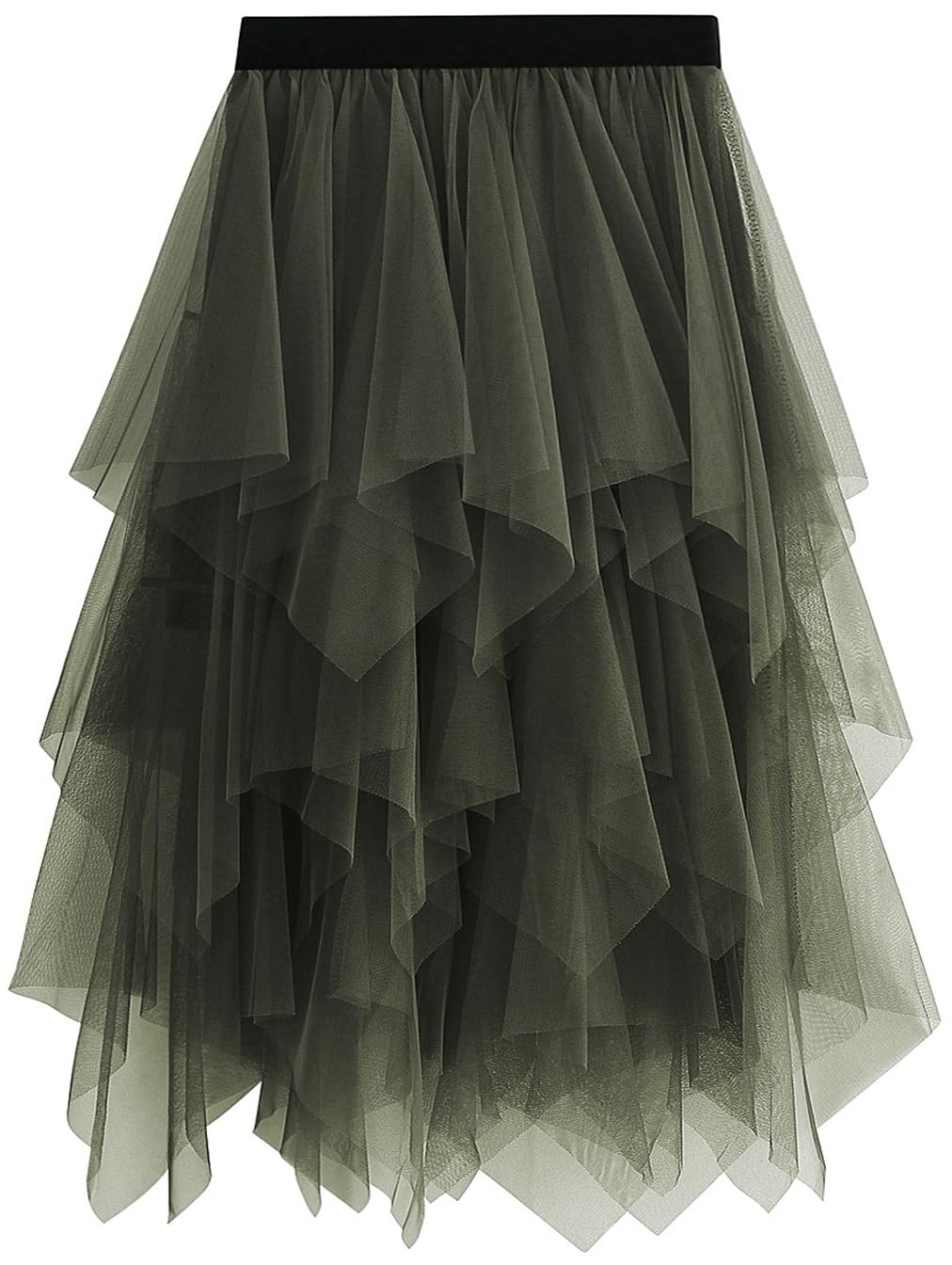 Reaowazo Tulle Skirts for Women Midi Long Fairy Skirt Tutu A-Line Mesh Layered High Elastic Waist Halloween Skirts